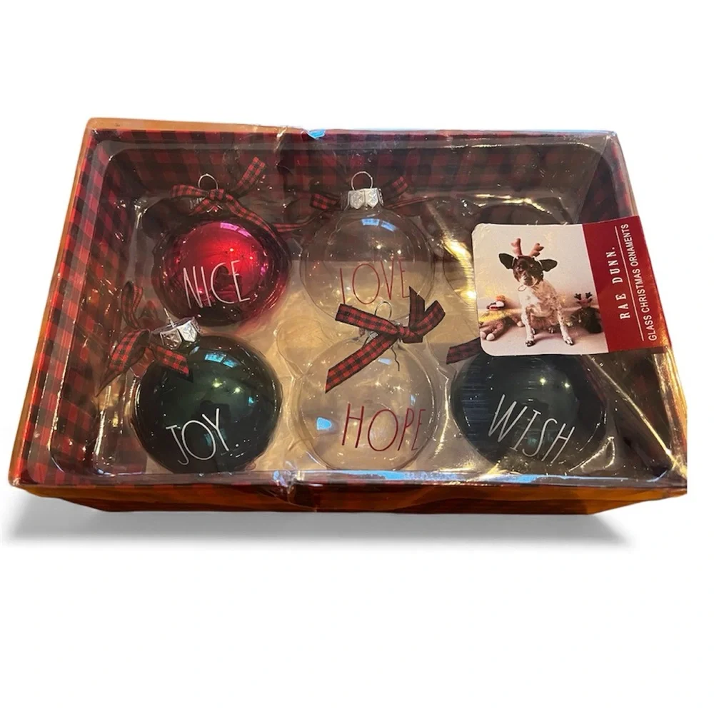 Rae Dunn Festive Ornament Collection - Red, Green, Clear